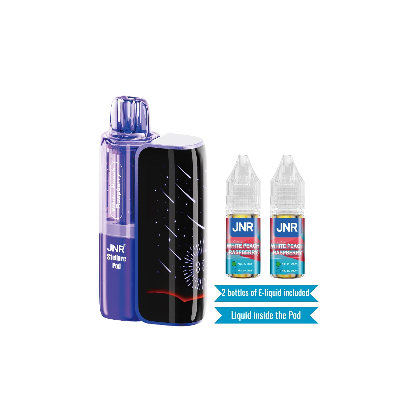 JNR Stellarc 100K Kit White Peach Raspberry Disposable Vape - Black Coral